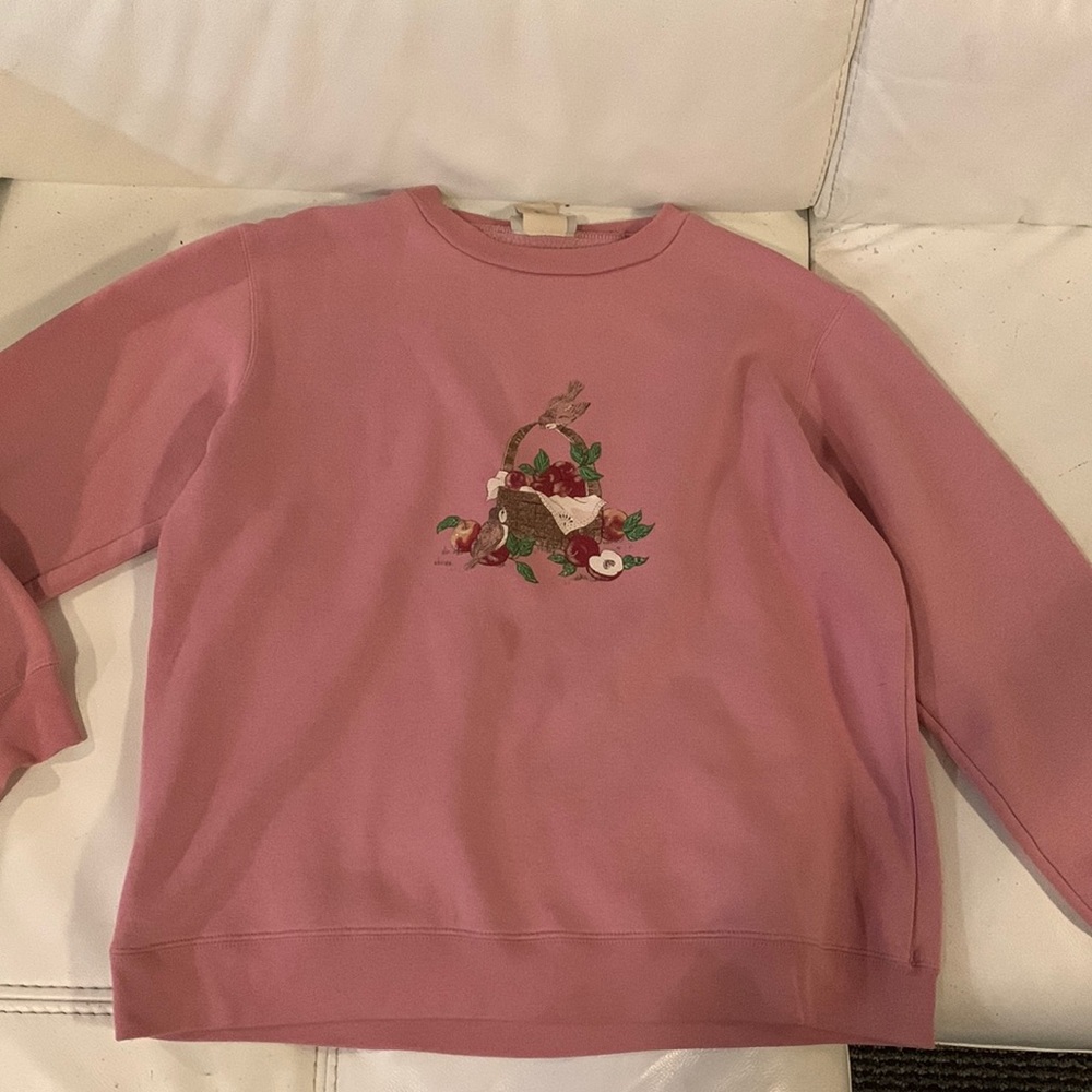 Vintage pink medium sweater with birds